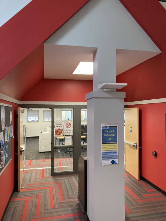 Entrance of Iowa City Kirkwood Library May 2022